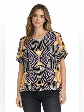 Mara Hoffman Starburst Geometric Blouse – Bold Designer Statement Piece
